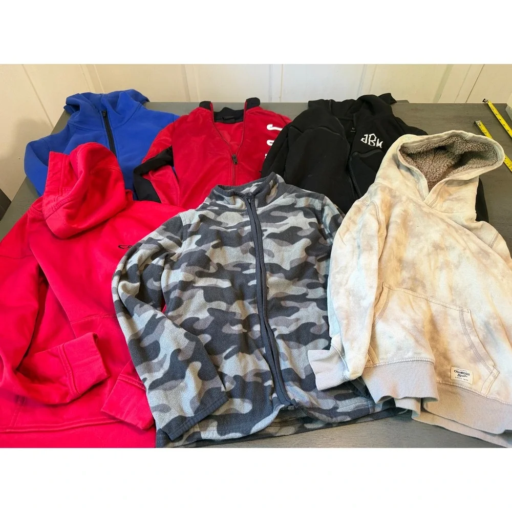 Boys Hoodies Sweatshirts Lot 11pc Gap OshKosh Fleece Zip Up Size Medium 8-10